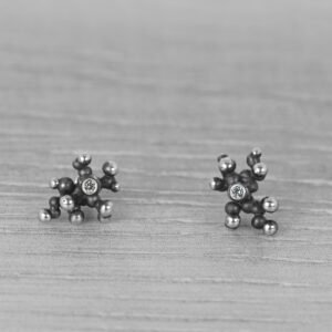 "Colony" Silver Earrings with Pale Green Sapphires - Image 2