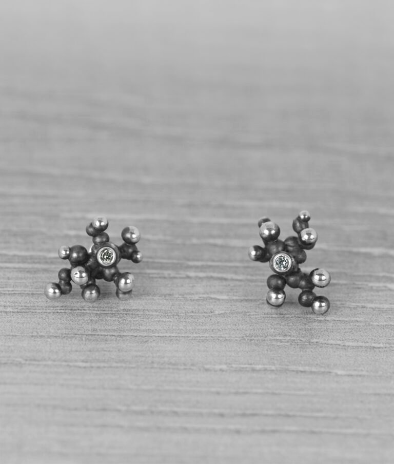 "Colony" Silver Earrings with Pale Green Sapphires