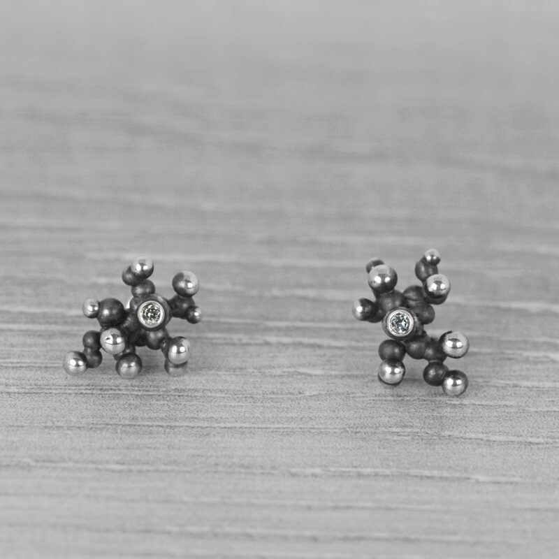 "Colony" Silver Earrings with Pale Green Sapphires - Image 2