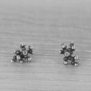 "Colony" Silver Earrings with Pale Green Sapphires - Image 1