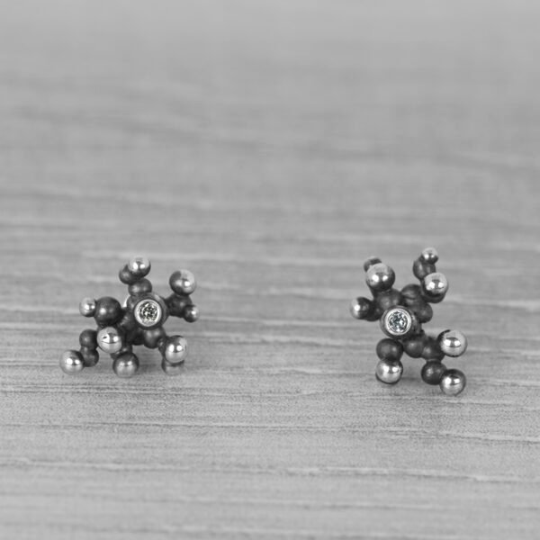 "Colony" Silver Earrings with Pale Green Sapphires