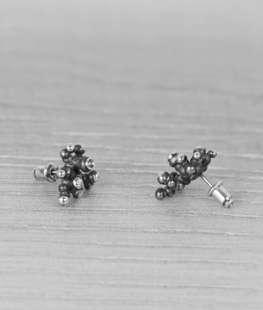 "Colony" Silver Earrings with Pale Green Sapphires - Image 4