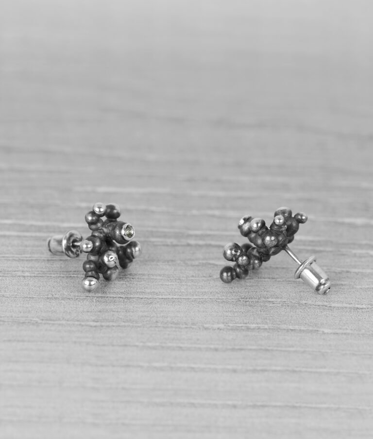 "Colony" Silver Earrings with Pale Green Sapphires - Image 4
