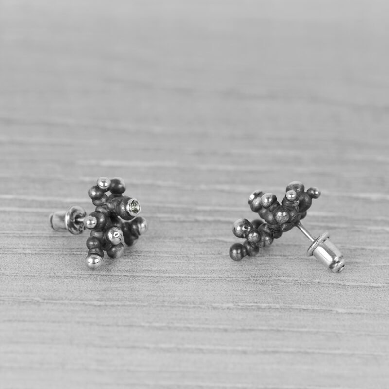 "Colony" Silver Earrings with Pale Green Sapphires - Image 4