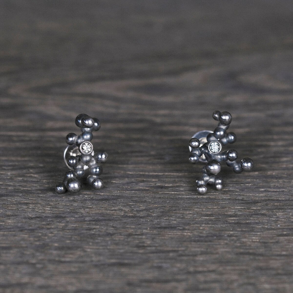 Silver Earrings "Colony" with Pale Green Sapphires - Image 1