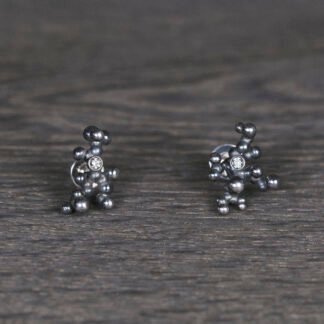 Silver Earrings "Tiny Potatoes" with Pale Green Sapphires
