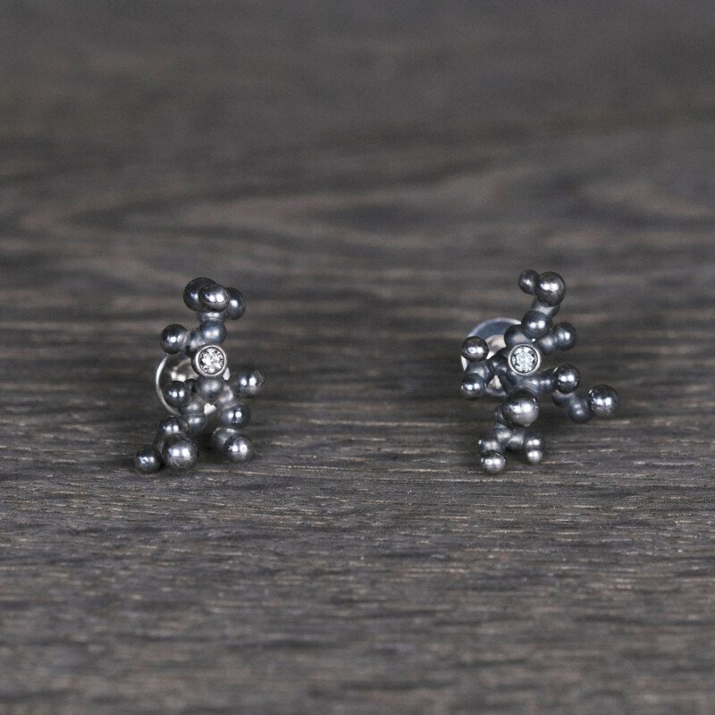 Silver Earrings "Colony" with Pale Green Sapphires - Image 1