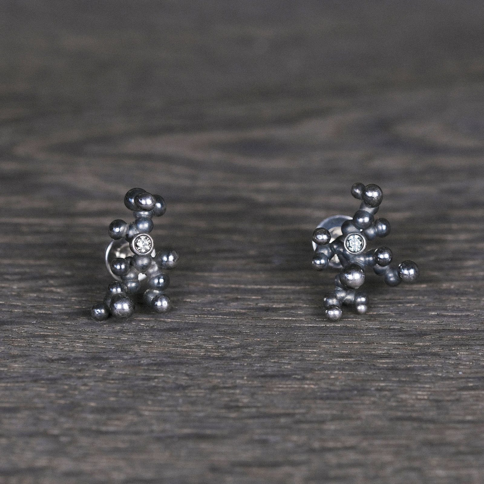 Silver Earrings "Colony" with Pale Green Sapphires - Image 1