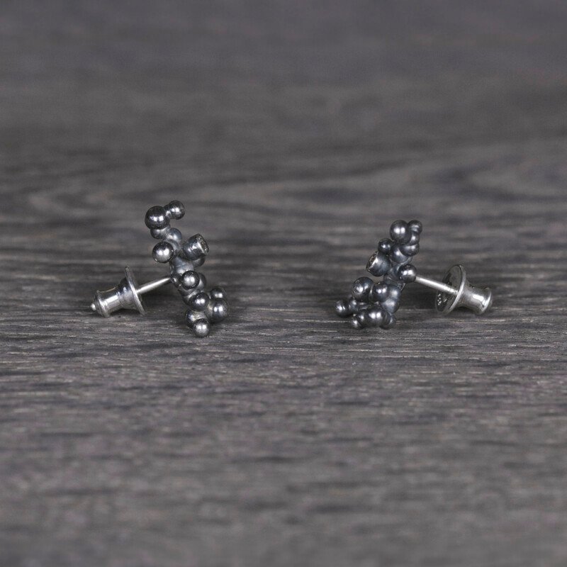 Silver Earrings "Colony" with Pale Green Sapphires - Image 2