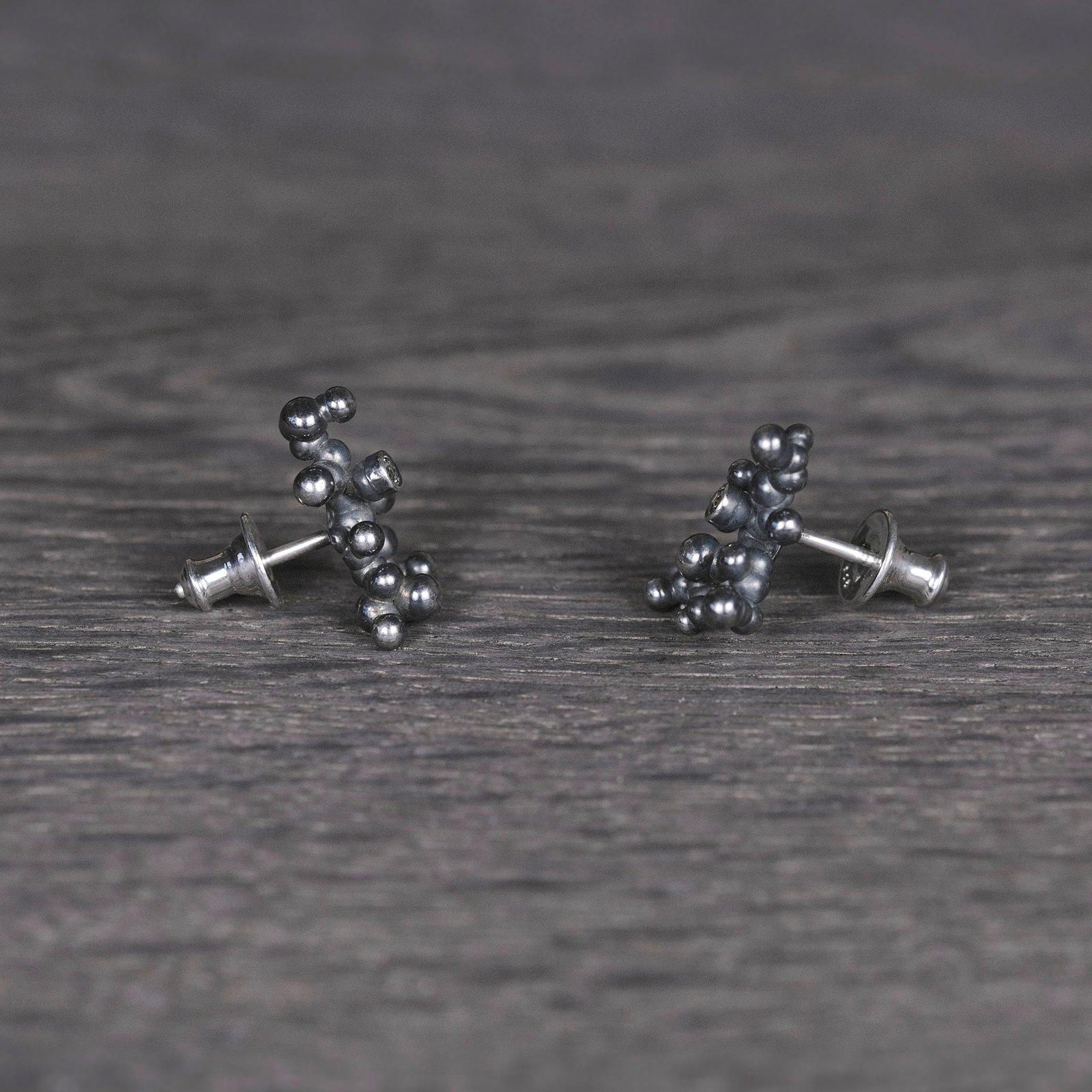 Silver Earrings "Colony" with Pale Green Sapphires - Image 2