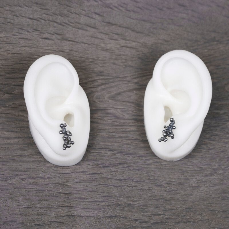 Silver Earrings "Colony" with Pale Green Sapphires - Image 3