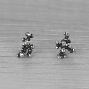 "Colony" Silver Earrings with Pale Green Sapphires - Image 2