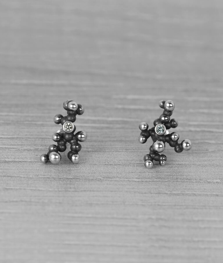"Colony" Silver Earrings with Pale Green Sapphires