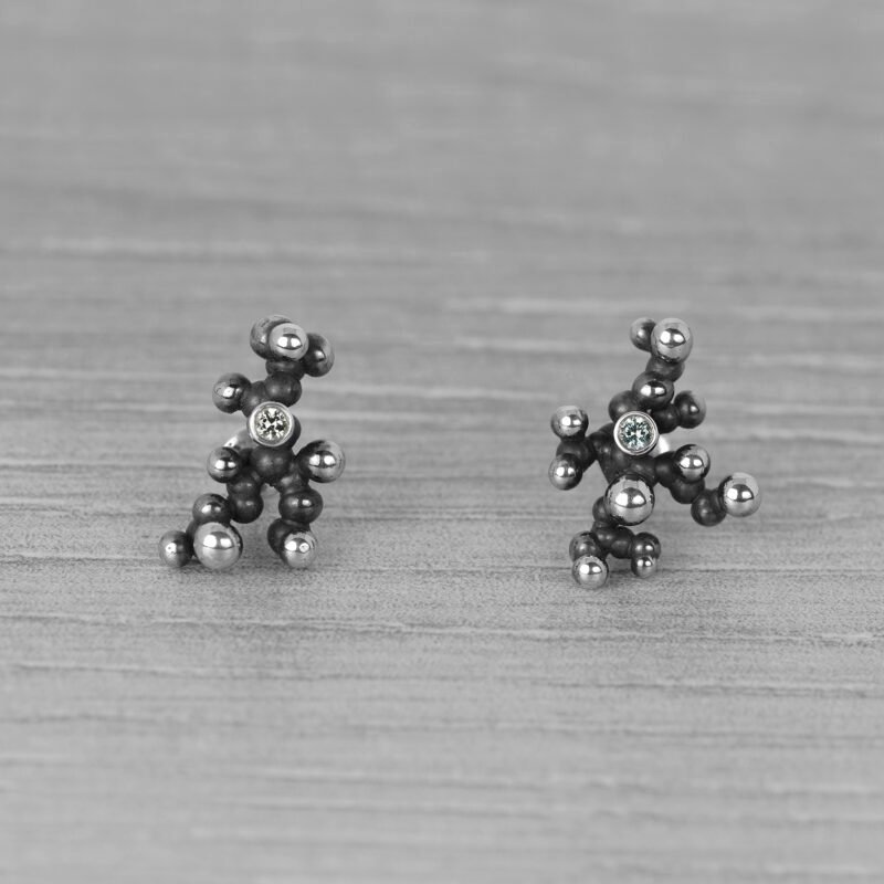 "Colony" Silver Earrings with Pale Green Sapphires - Image 2