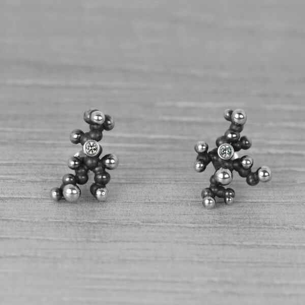 "Colony" Silver Earrings with Pale Green Sapphires
