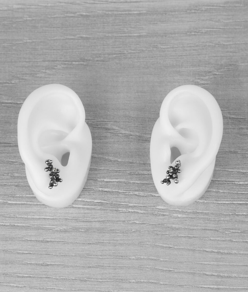 "Colony" Silver Earrings with Pale Green Sapphires - Image 3