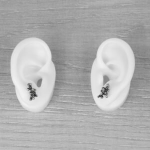 "Colony" Silver Earrings with Pale Green Sapphires - Image 3