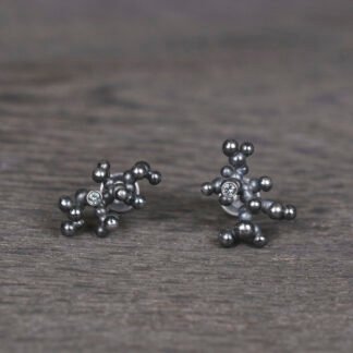 Silver Earrings "Tiny Potatoes" with Pale Green Sapphires