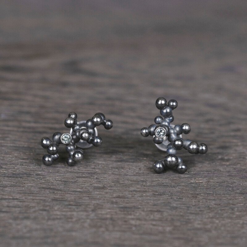 Silver Earrings "Colony" with Pale Green Sapphires - Image 1