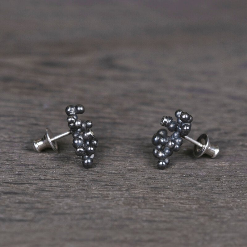 Silver Earrings "Colony" with Pale Green Sapphires - Image 2