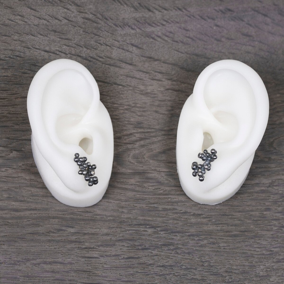 Silver Earrings "Colony" with Pale Green Sapphires - Image 3