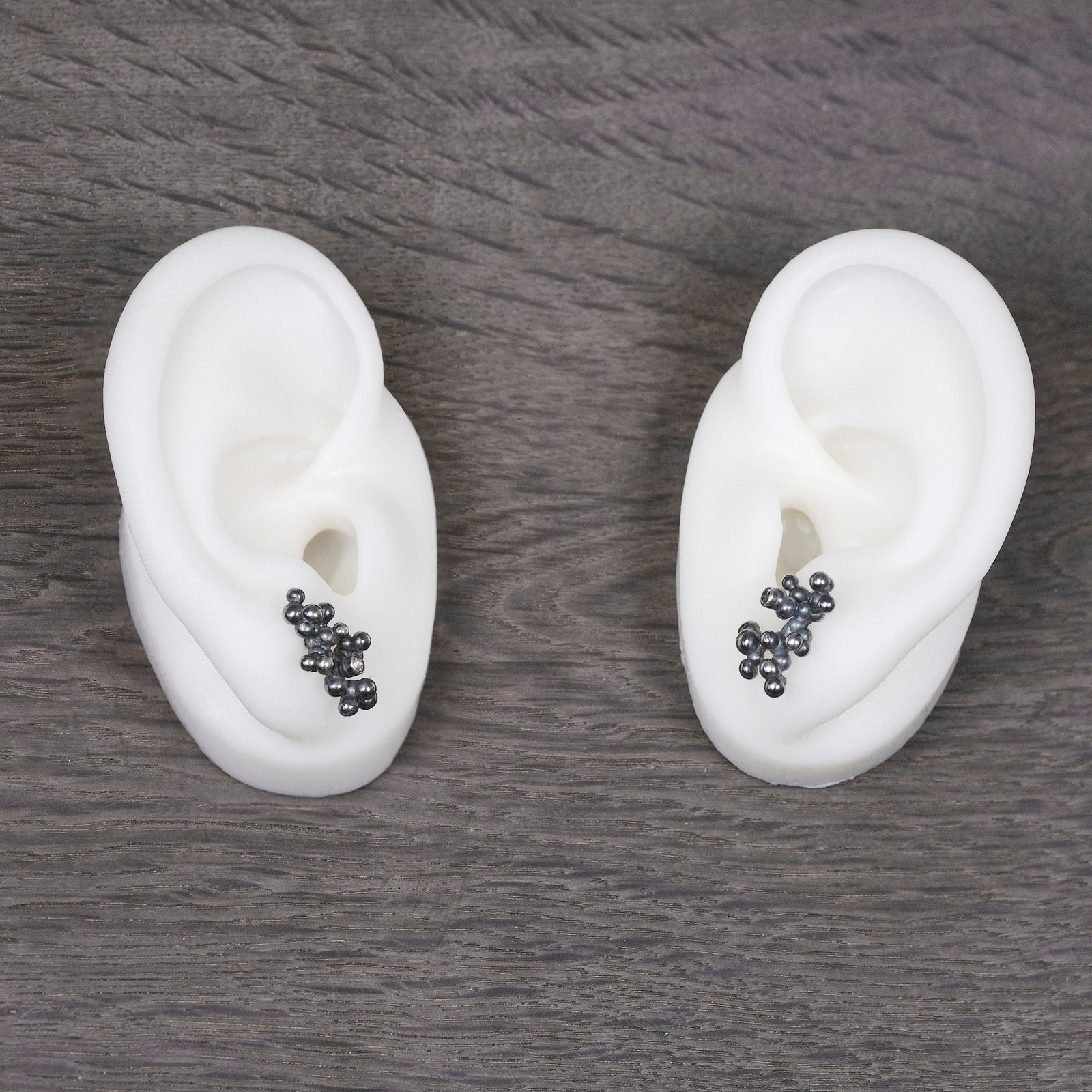 Silver Earrings "Colony" with Pale Green Sapphires - Image 3