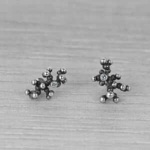 "Colony" Silver Earrings with Pale Green Sapphires - Image 2