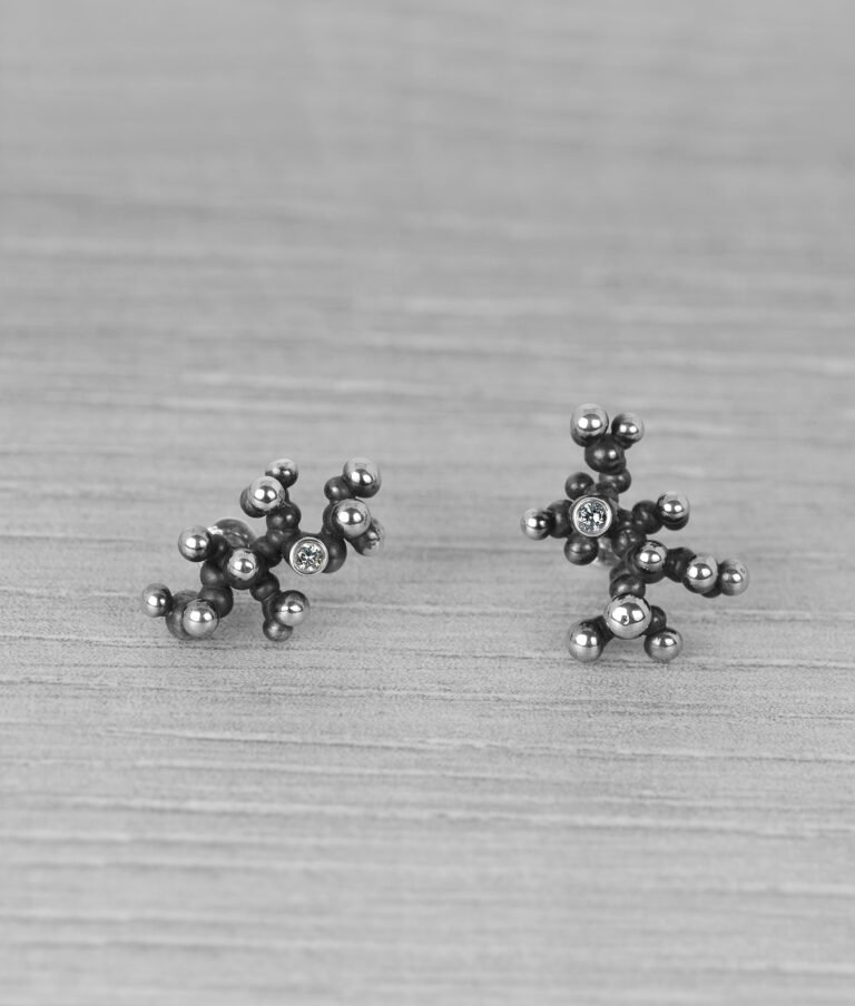 "Colony" Silver Earrings with Pale Green Sapphires