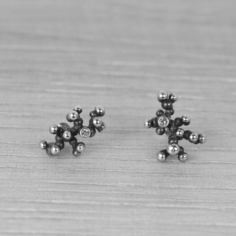 "Colony" Silver Earrings with Pale Green Sapphires - Image 2