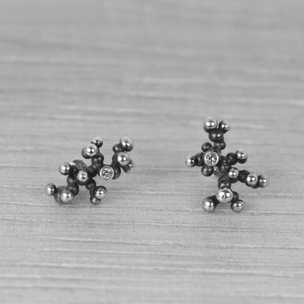 "Colony" Silver Earrings with Pale Green Sapphires