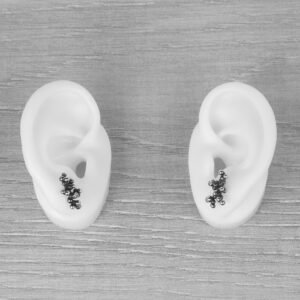 "Colony" Silver Earrings with Pale Green Sapphires - Image 3