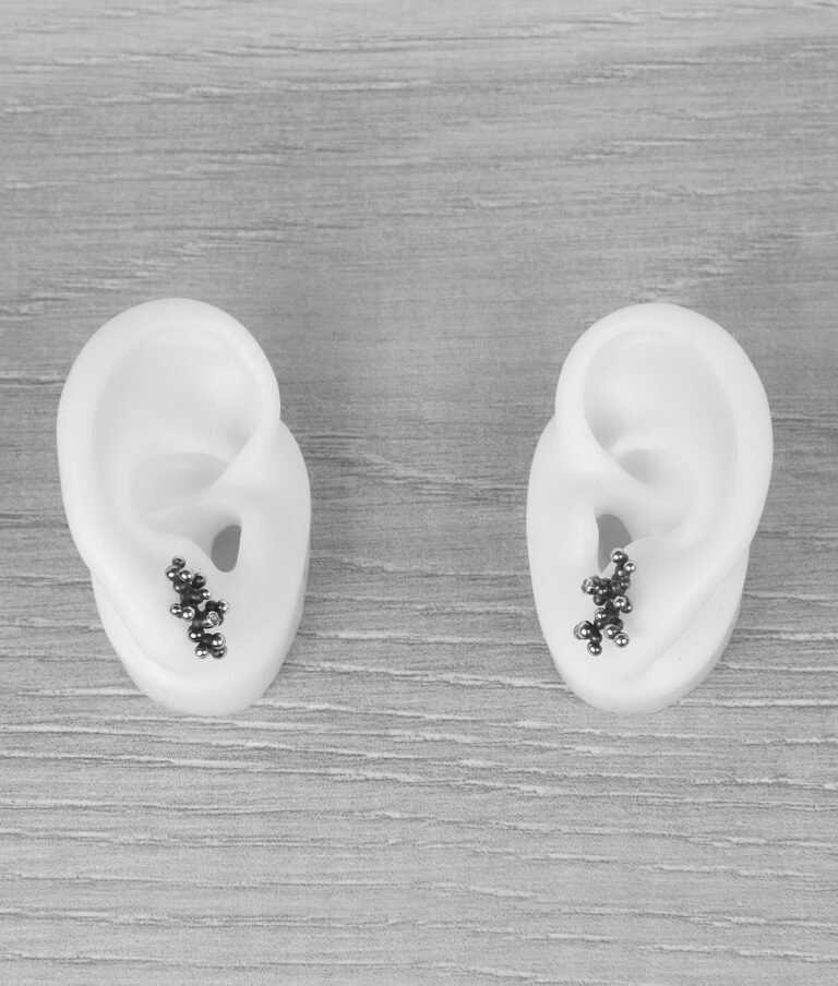 "Colony" Silver Earrings with Pale Green Sapphires - Image 3