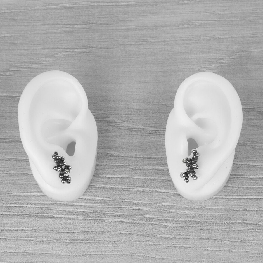 Silver Earrings "Colony" with Pale Green Sapphires - Image 2