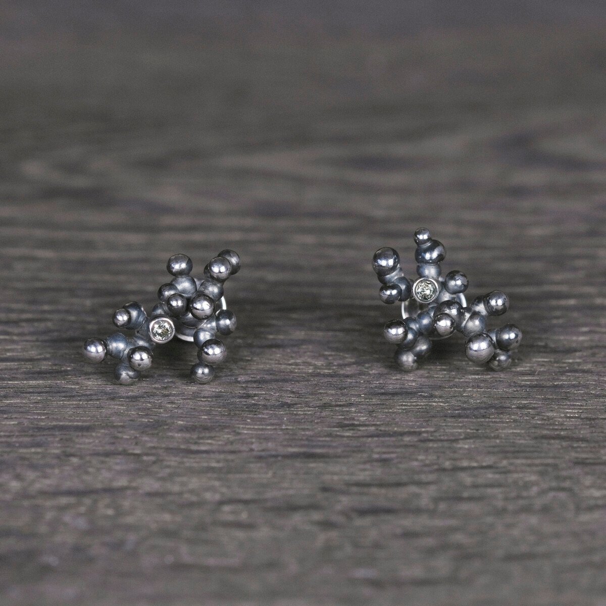 Silver Earrings "Colony" with Pale Green Sapphires - Image 1