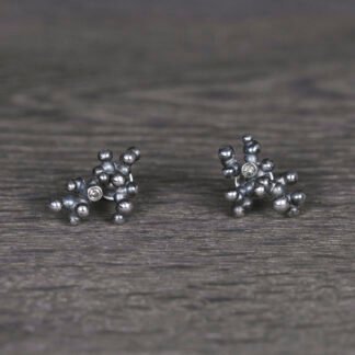 Silver Earrings "Tiny Potatoes" with Pale Green Sapphires