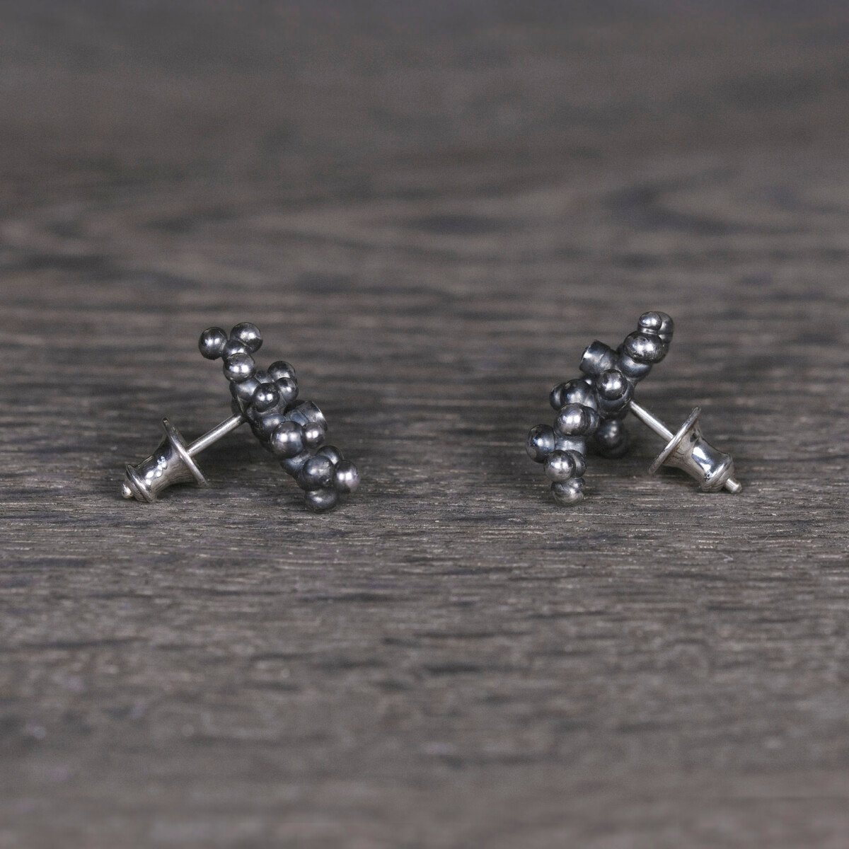 Silver Earrings "Colony" with Pale Green Sapphires - Image 2