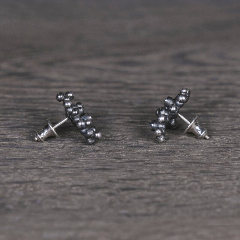 Silver Earrings "Colony" with Pale Green Sapphires - Image 2