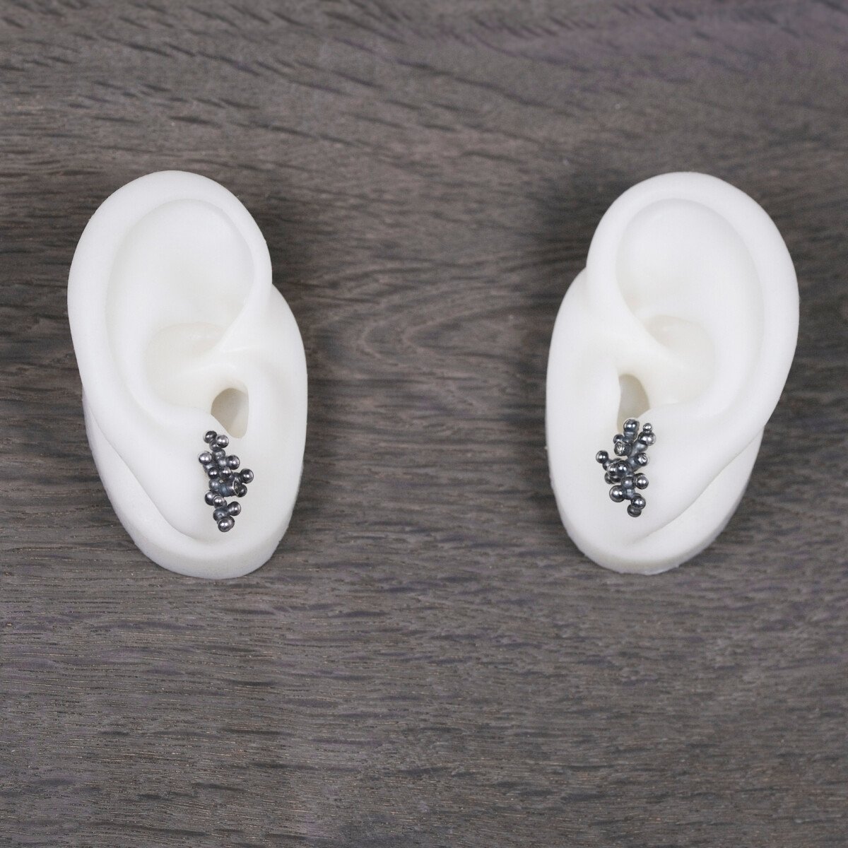 Silver Earrings "Colony" with Pale Green Sapphires - Image 3