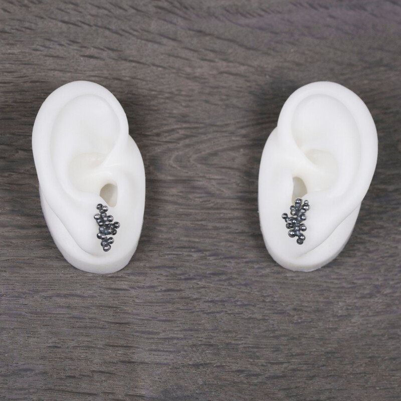 Silver Earrings "Colony" with Pale Green Sapphires - Image 3