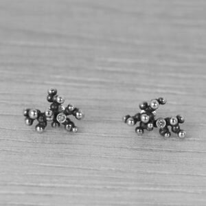 "Colony" Silver Earrings with Pale Green Sapphires - Image 2
