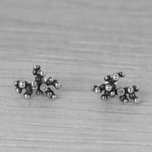 "Colony" Silver Earrings with Pale Green Sapphires