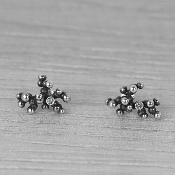 "Colony" Silver Earrings with Pale Green Sapphires