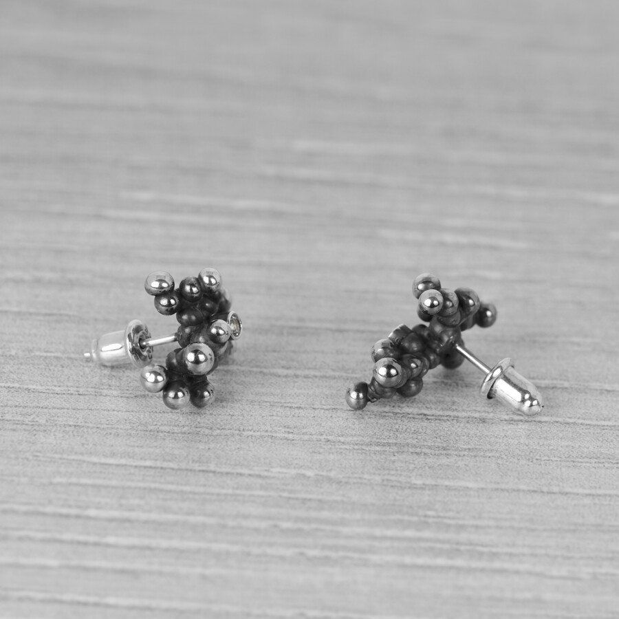 Silver Earrings "Colony" with Pale Green Sapphires - Image 3