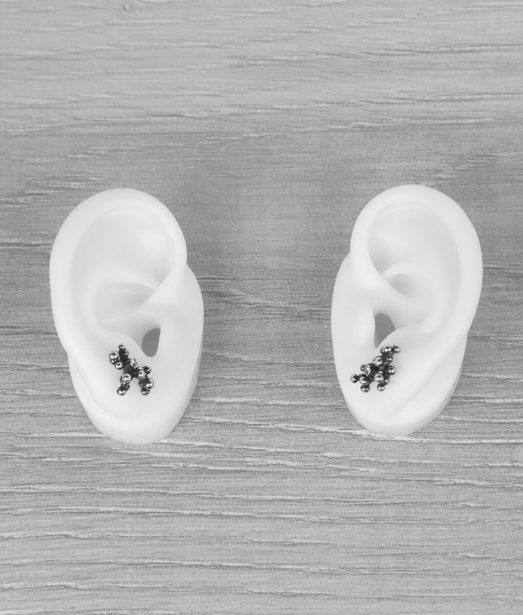 "Colony" Silver Earrings with Pale Green Sapphires - Image 3