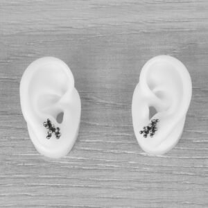 "Colony" Silver Earrings with Pale Green Sapphires - Image 3