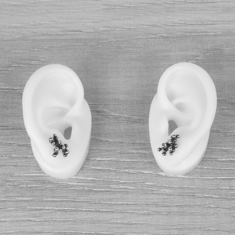 "Colony" Silver Earrings with Pale Green Sapphires - Image 3