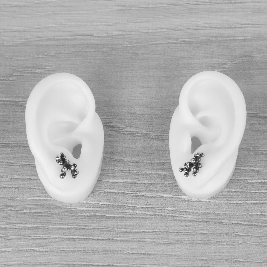Silver Earrings "Colony" with Pale Green Sapphires - Image 2