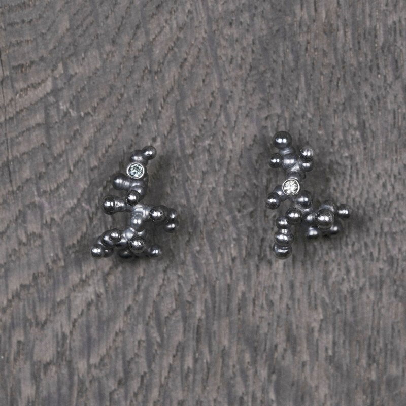 Silver Earrings "Colony" with Pale Green Sapphires - Image 1