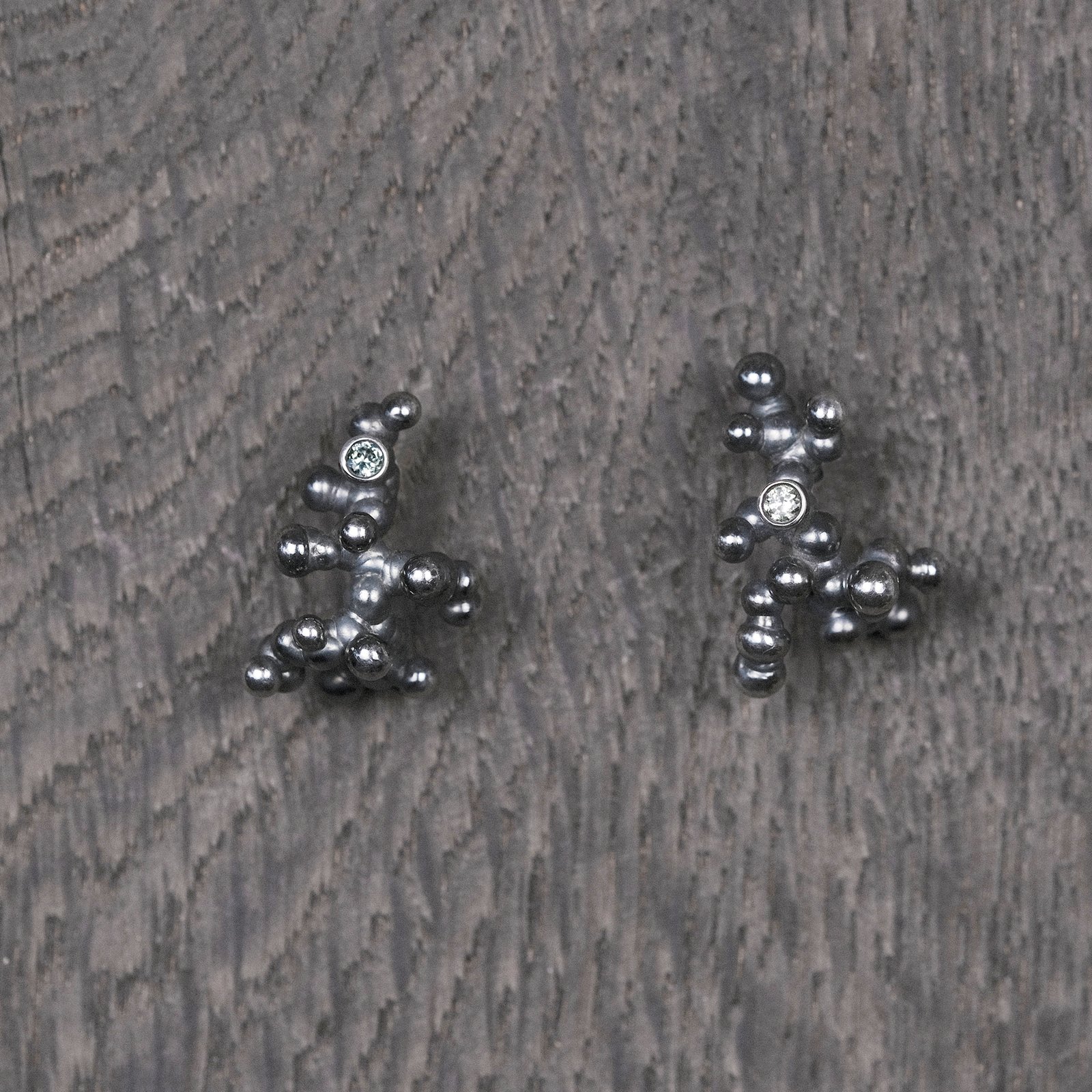 Silver Earrings "Colony" with Pale Green Sapphires - Image 1