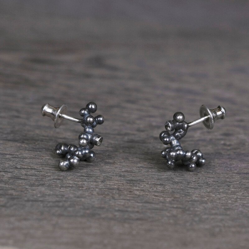 Silver Earrings "Colony" with Pale Green Sapphires - Image 2